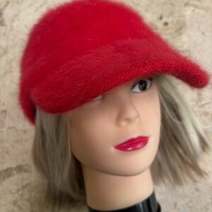 San Diego Hat Co Red Angora/Polyester Cap Hat Adjustable